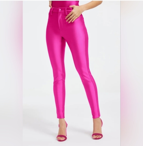NWOT  SIZE 18 Good AMERICAN Waist High Shine Compression Leggings In Fuchsia - Picture 1 of 6